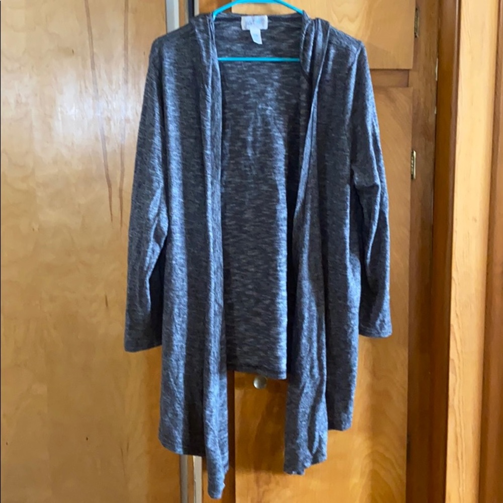 3X Open Front Charcoal Heather Cardigan